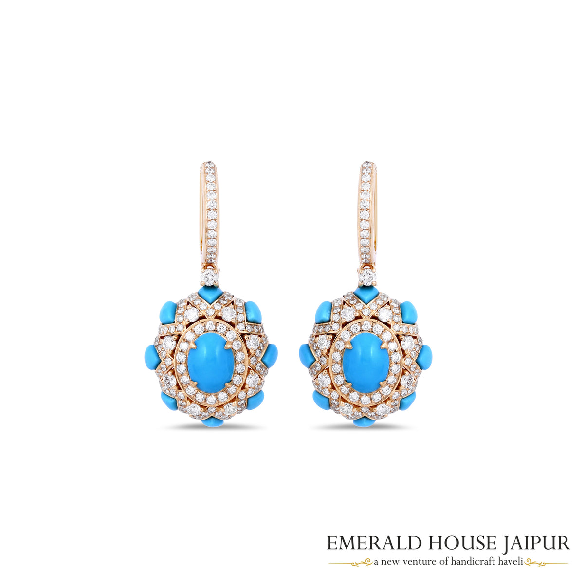 Perfect Engagement Turquoise Earring in 18K Yellow Gold