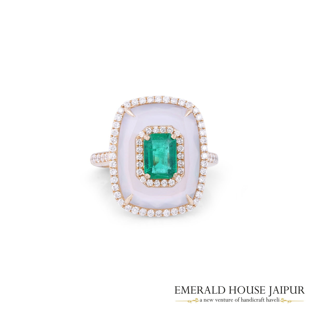 Kissing Collection Emerald and Chalcedony Ring