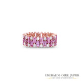 Pink Sapphire Baguette and Diamond Ring