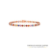 Multi-Sapphire Tennis Bracelet in 18K Rose Gold