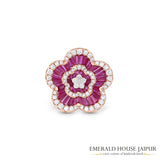 Vivid Red Ruby Baguette and Diamond Ring