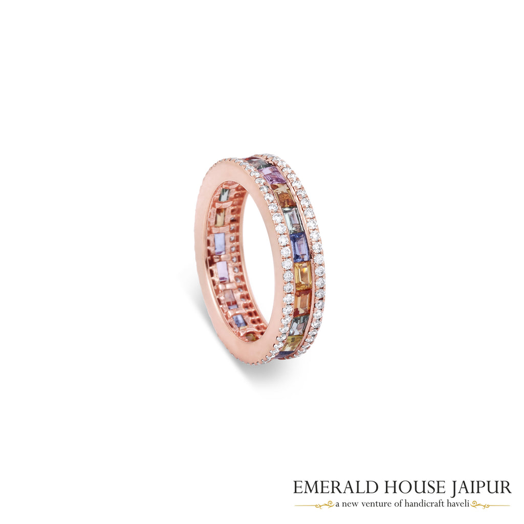 Mesmerising Shades Multi-Sapphire and Diamond Eternity Ring
