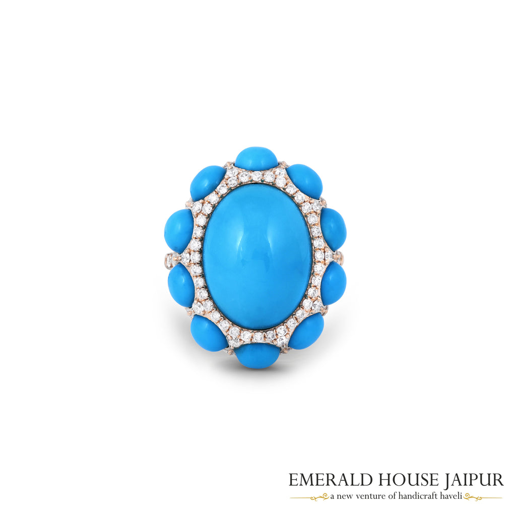 Perfect Engagement Turquoise and Gold Ring