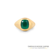 Matte Finish Gold Ring with Cushion-Cut Zambian Emerald