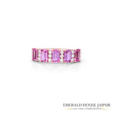 Emerald-Cut Pink Sapphire and Diamond Ring