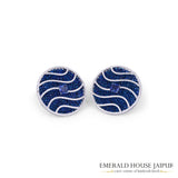 Cocktail Wavy Blue Sapphire and Diamond Earclips