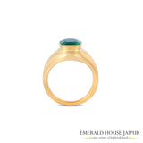 Matte Finish Gold Ring with Cushion-Cut Zambian Emerald