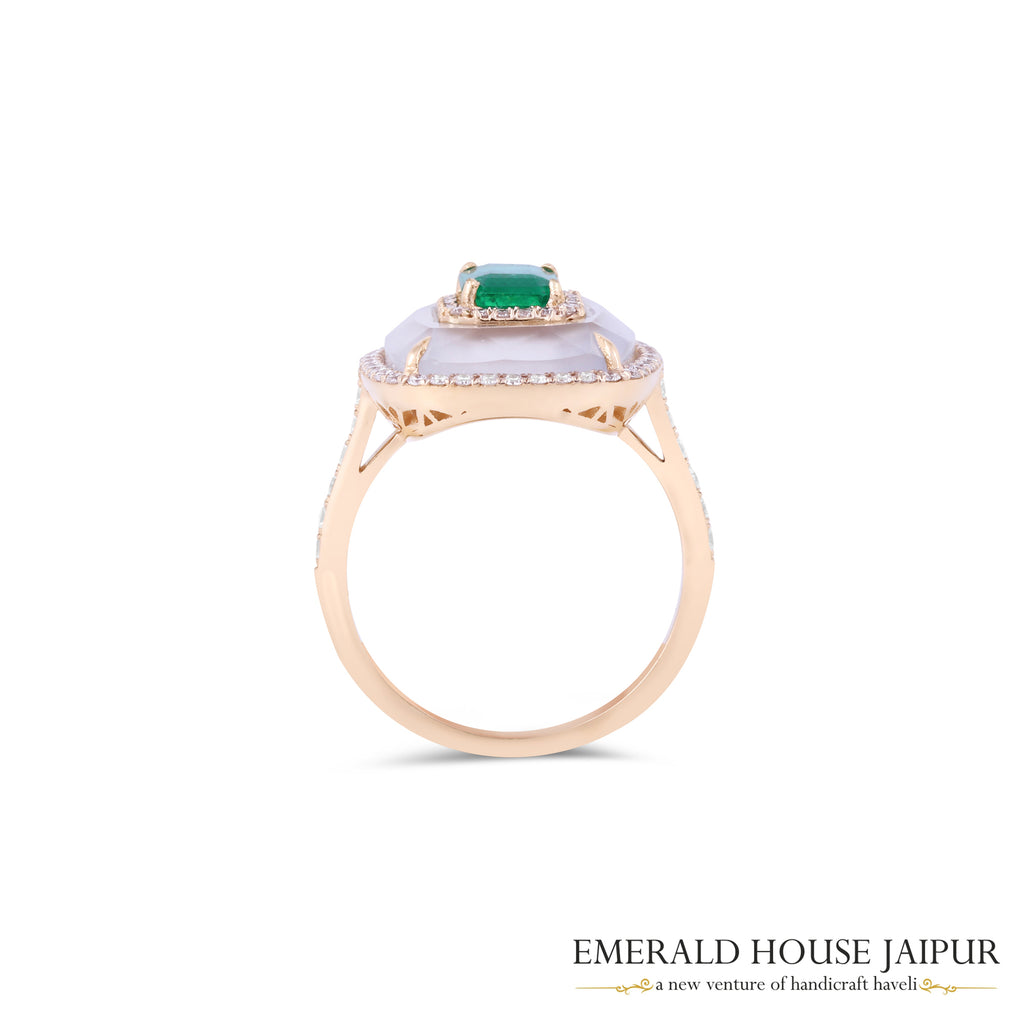 Kissing Collection Emerald and Chalcedony Ring