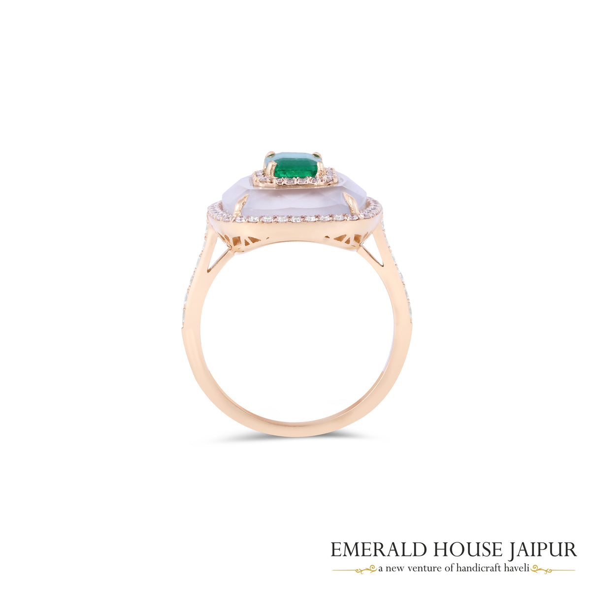 Kissing Collection Emerald and Chalcedony Ring