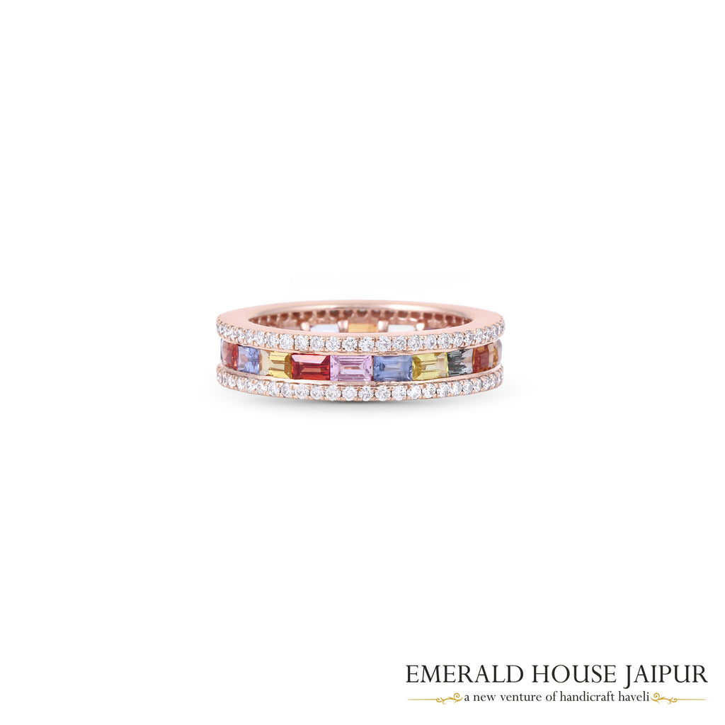 Mesmerising Shades Multi-Sapphire and Diamond Eternity Ring