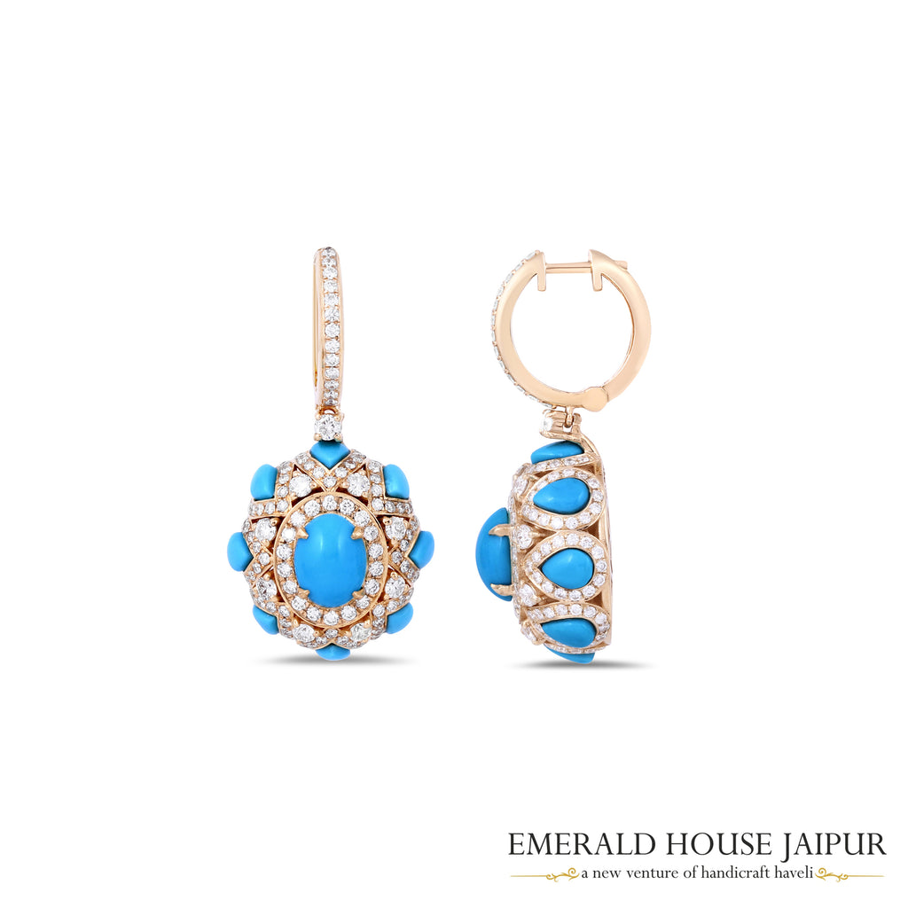 Perfect Engagement Turquoise Earring in 18K Yellow Gold