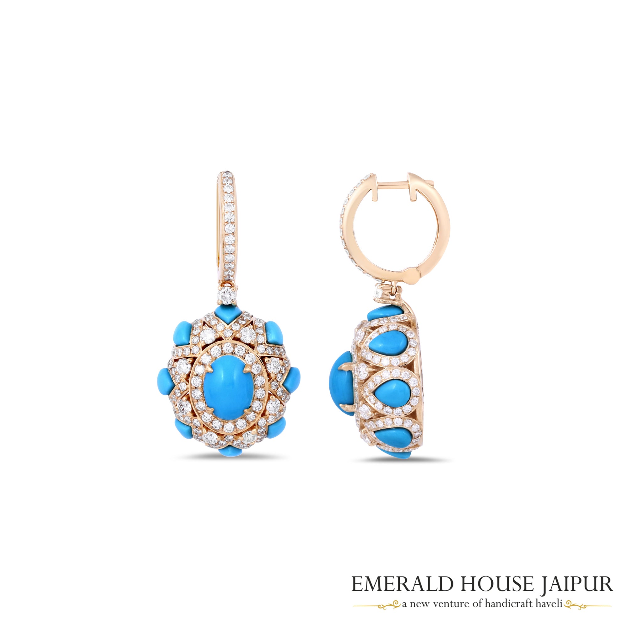 Perfect Engagement Turquoise Earring in 18K Yellow Gold