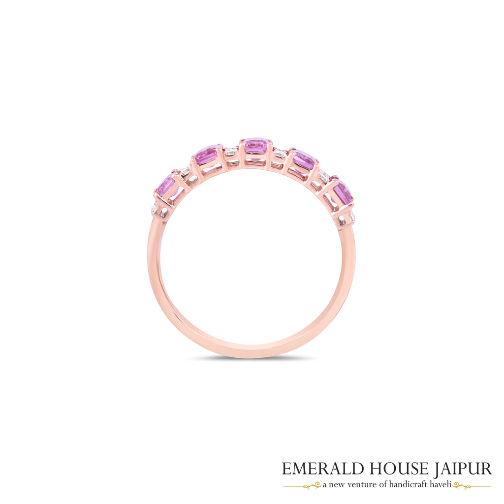 Emerald-Cut Pink Sapphire and Diamond Ring