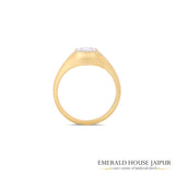 Matte Finish Gold Ring with Cushion-Cut Diamond