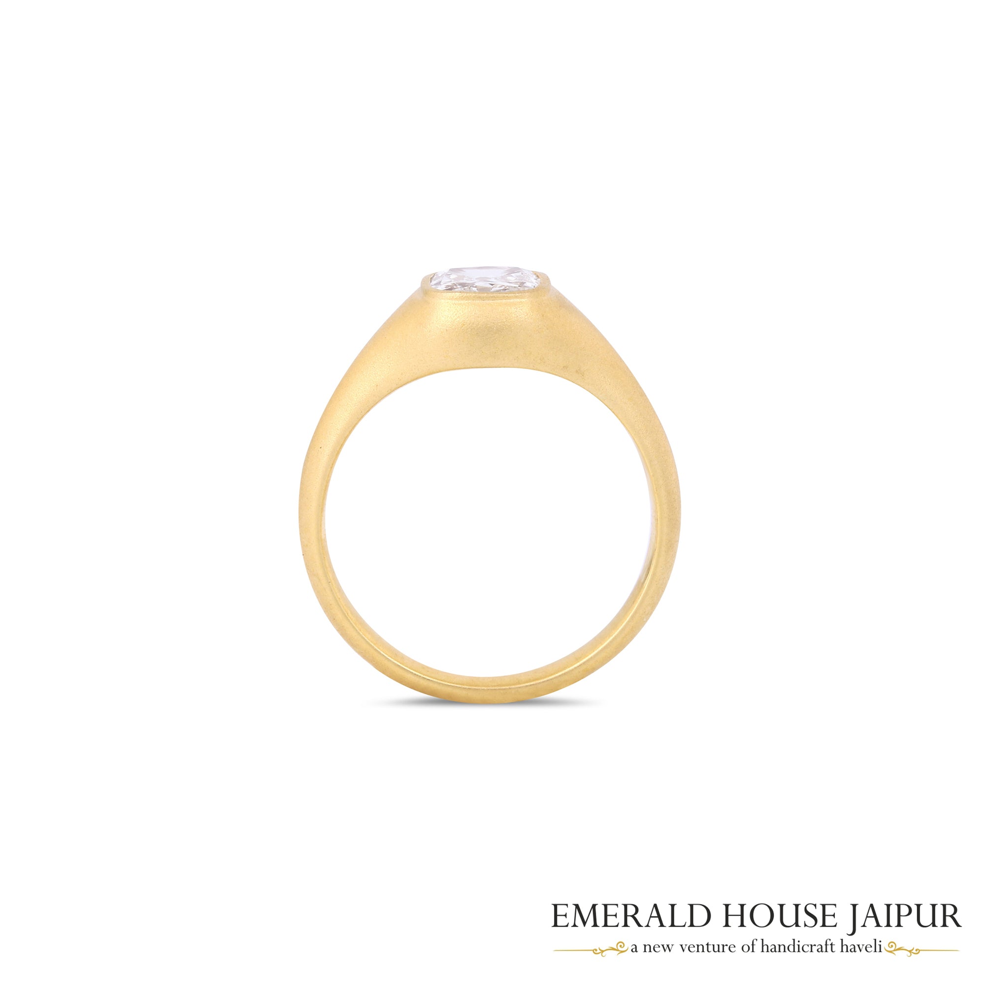 Matte Finish Gold Ring with Cushion-Cut Diamond