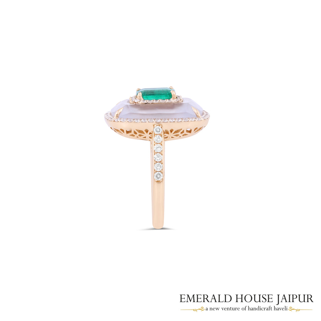 Kissing Collection Emerald and Chalcedony Ring