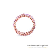 Pink Sapphire Baguette and Diamond Ring