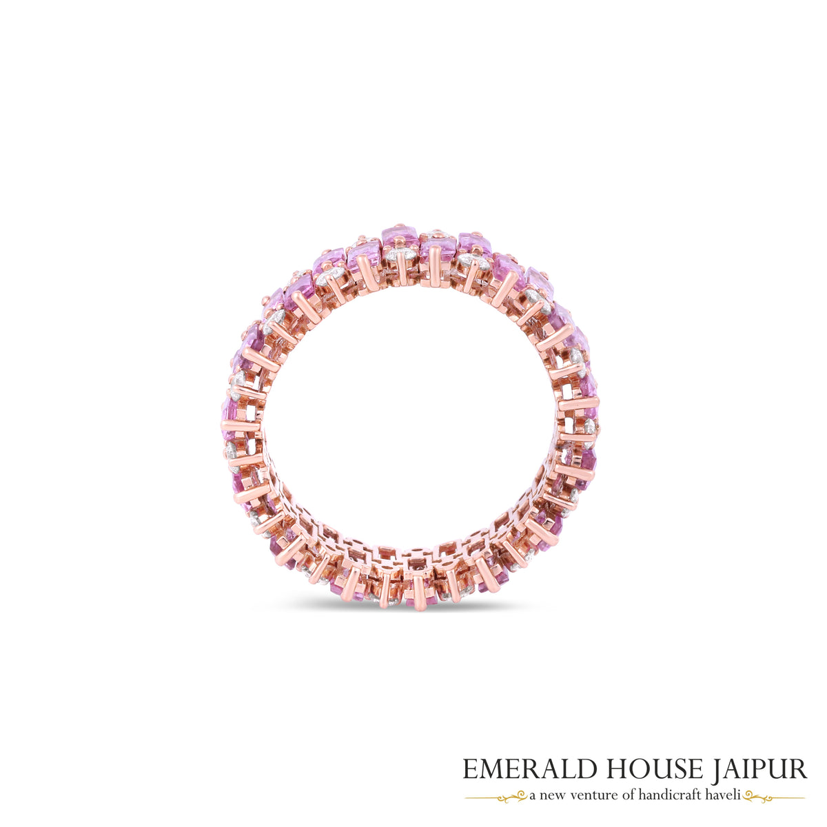 Pink Sapphire Baguette and Diamond Ring