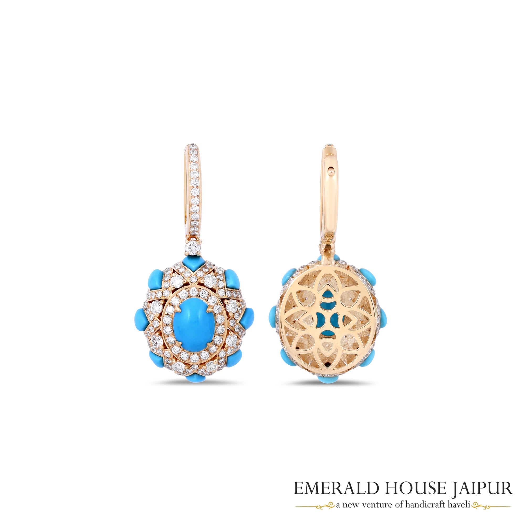 Perfect Engagement Turquoise Earring in 18K Yellow Gold