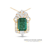 Art Deco Emerald & Diamonds Pendant cum Brooch - Emerald House Jaipur