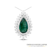 Big Pear Emerald & Diamonds Brooch - Emerald House Jaipur