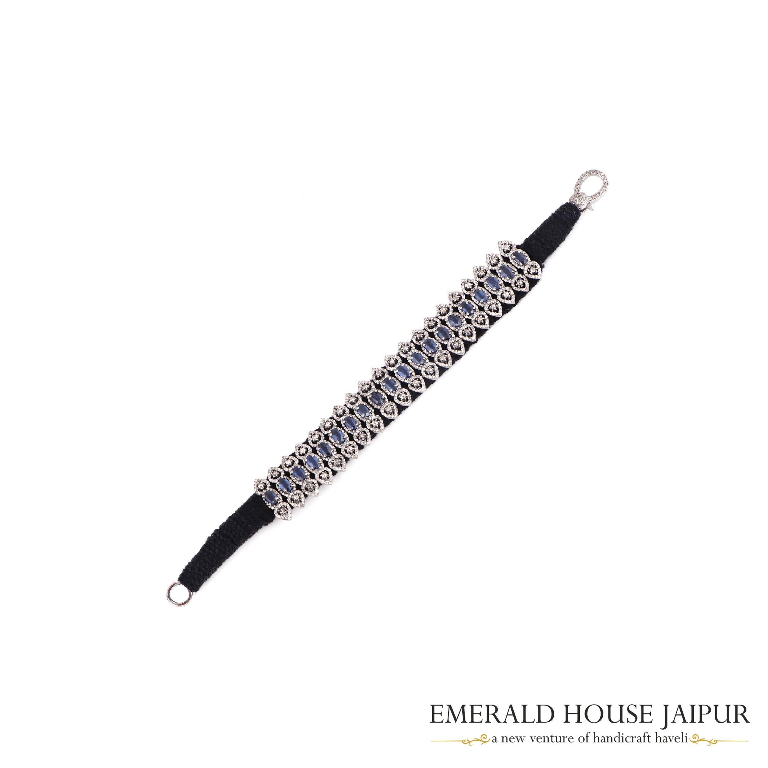 Blue Sapphire & Diamonds Bracelet - Emerald House Jaipur