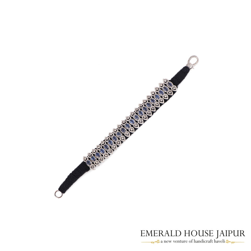 Blue Sapphire & Diamonds Bracelet - Emerald House Jaipur