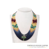 Butterfly Multi Stones Beads Necklace - Emerald House Jaipur