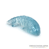 Carved Aquamarine Fish - Emerald House Jaipur