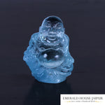 Carved  Aquamarine Laughing Buddha - Emerald House Jaipur