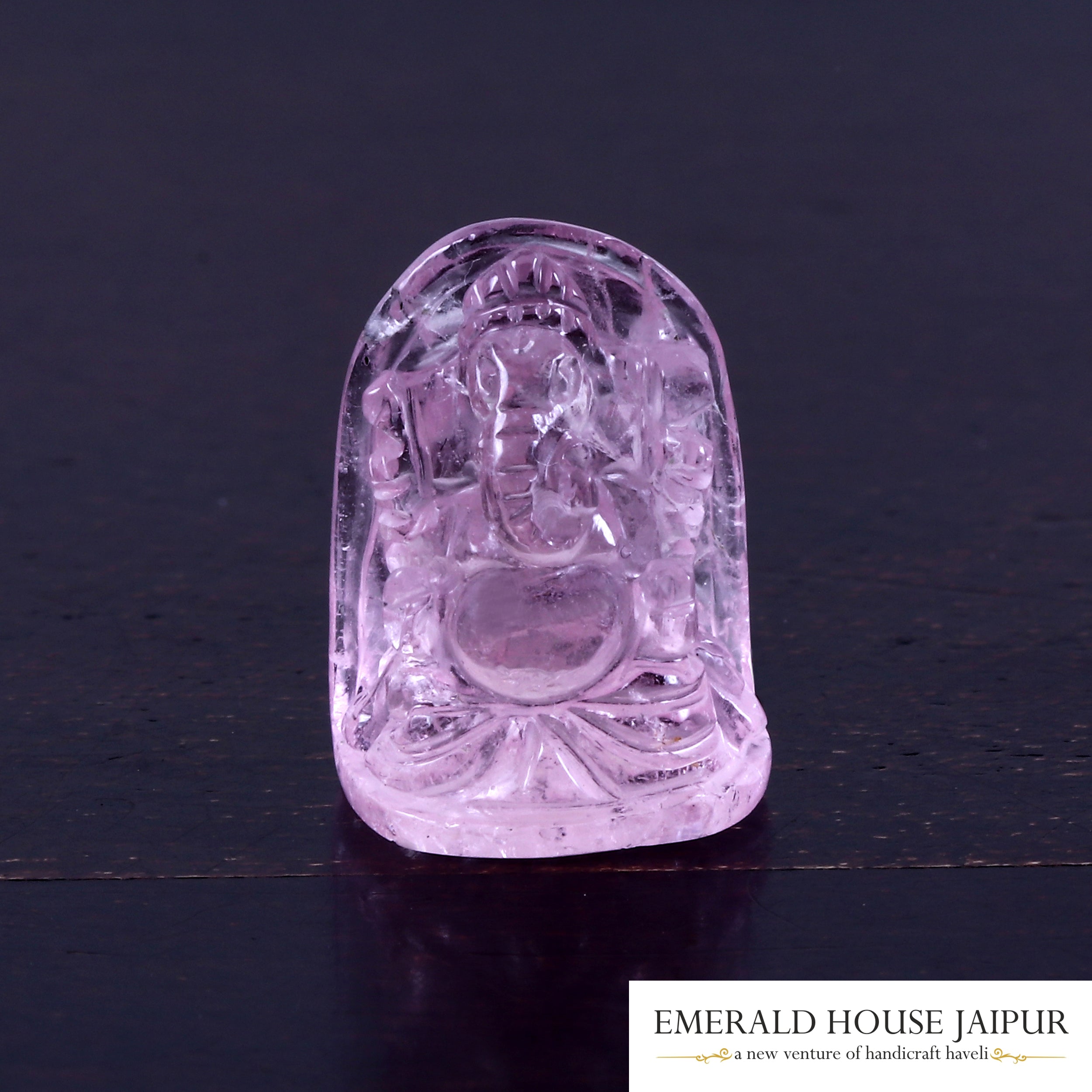 Carved Rose Quartz Lord Ganesha - Emerald House Jaipur