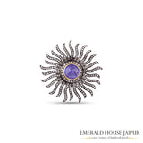 Chakra Tanzanite & Diamonds Brooch - Emerald House Jaipur