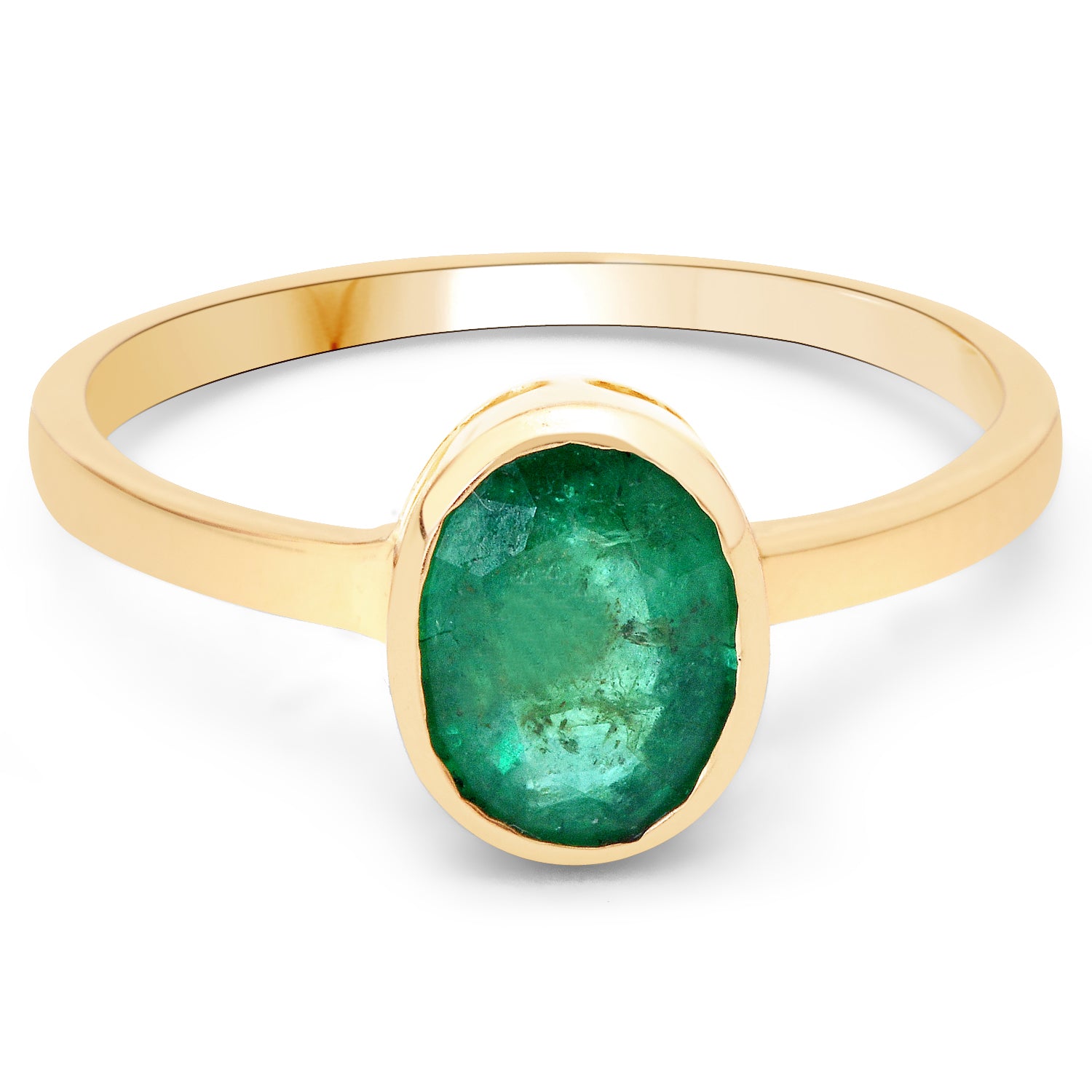 Zambian Oval Emerald ring in 18k Yellow Gold