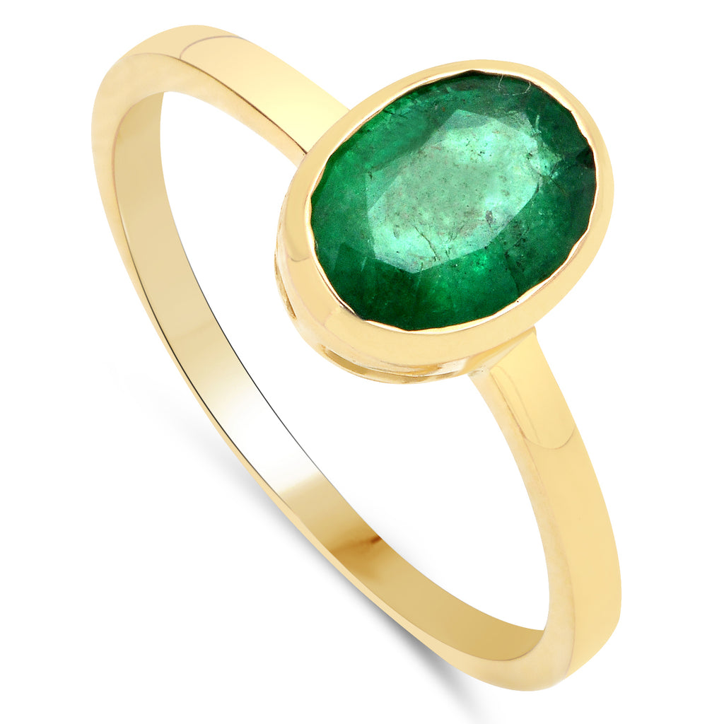 Zambian Oval Emerald ring in 18k Yellow Gold