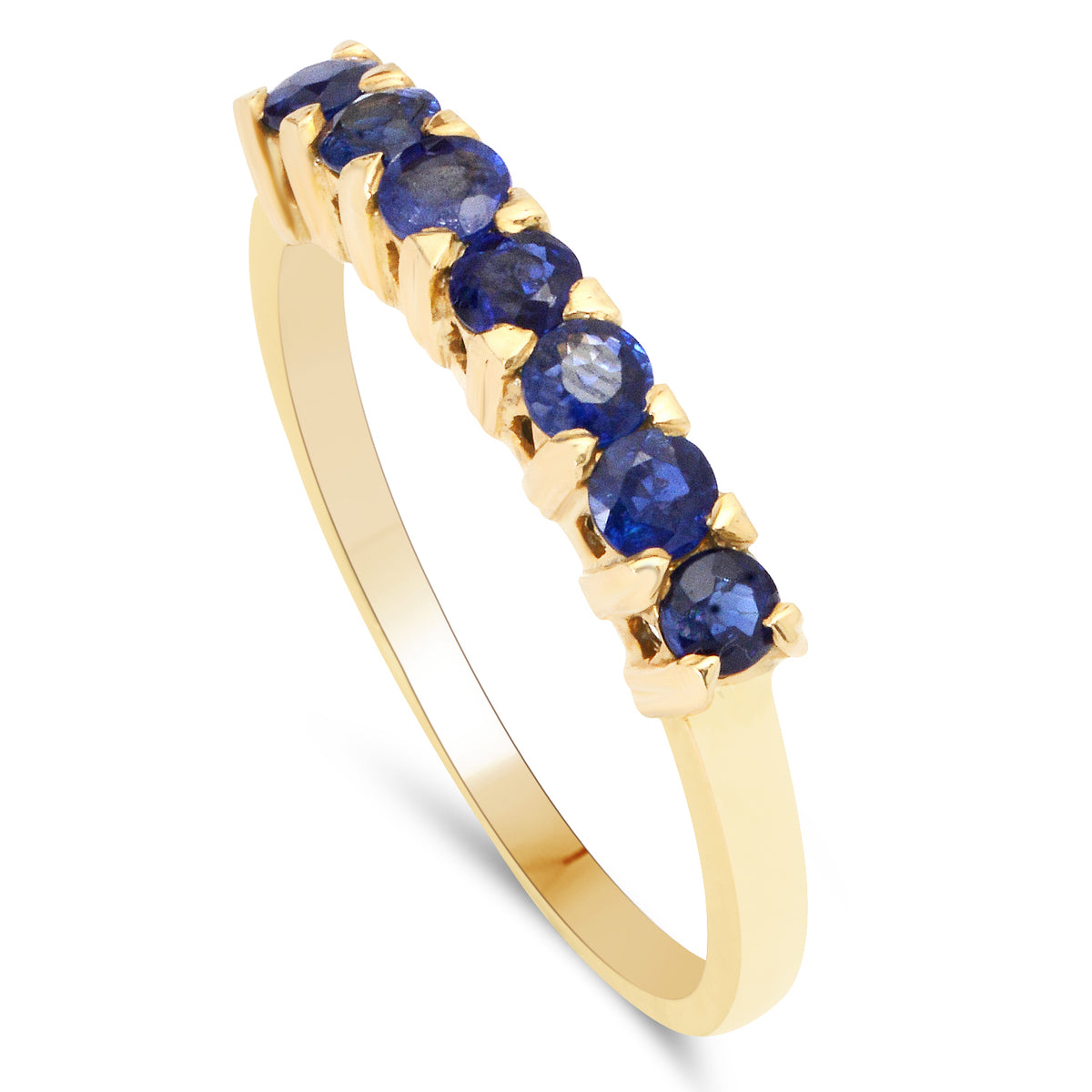 Thai Rounds Blue Sapphire Ring In 18K Yellow Gold