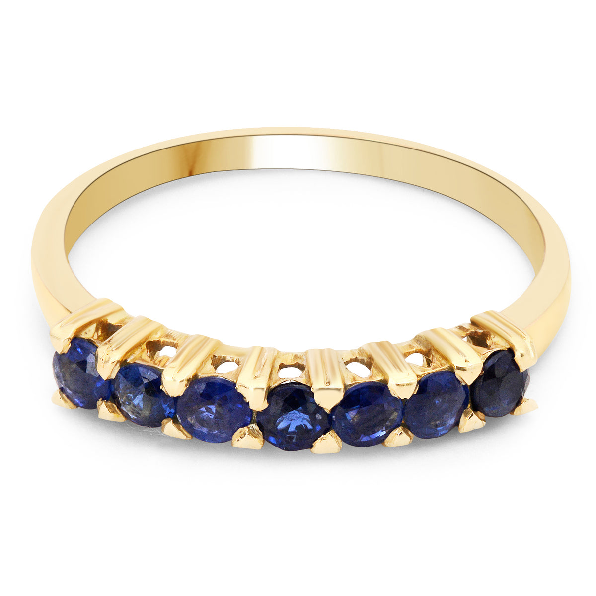 Thai Rounds Blue Sapphire Ring In 18K Yellow Gold