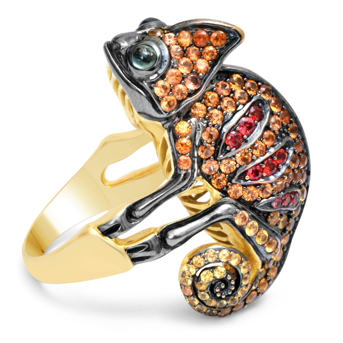 Thai Rounds Multi Sapphire Ring In 9K Yellow Gold