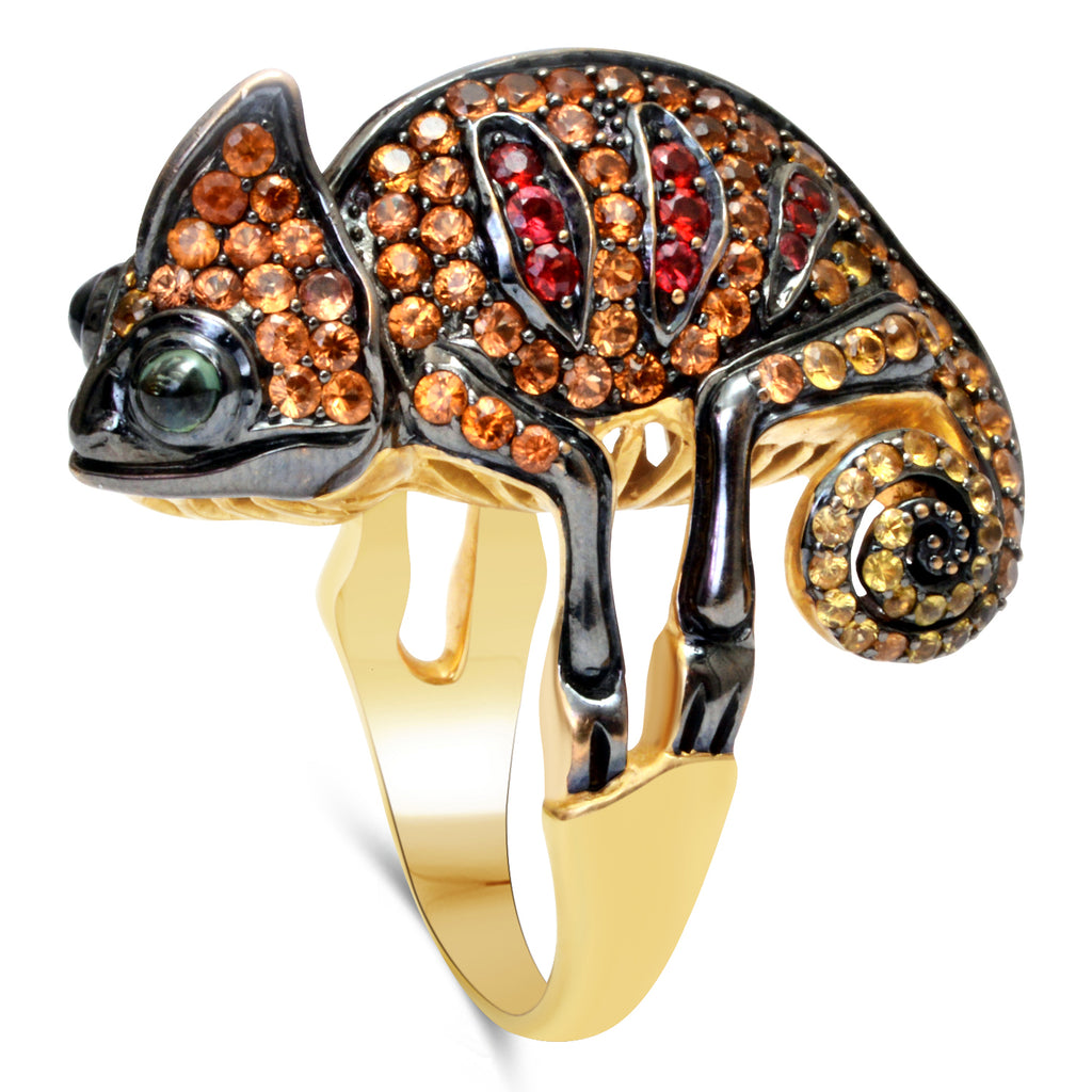 Thai Rounds Multi Sapphire Ring In 9K Yellow Gold
