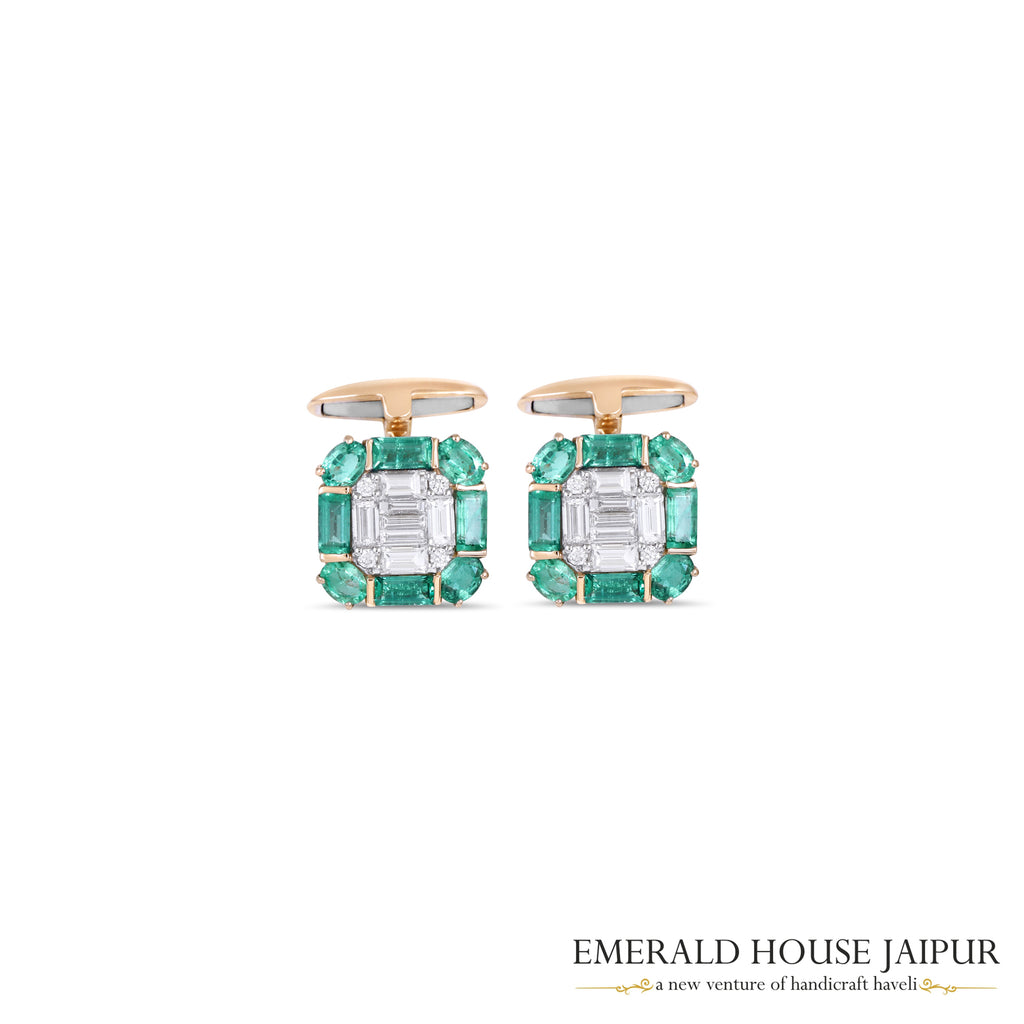 Emerald & Diamonds Men's Cufflink - Emerald House Jaipur