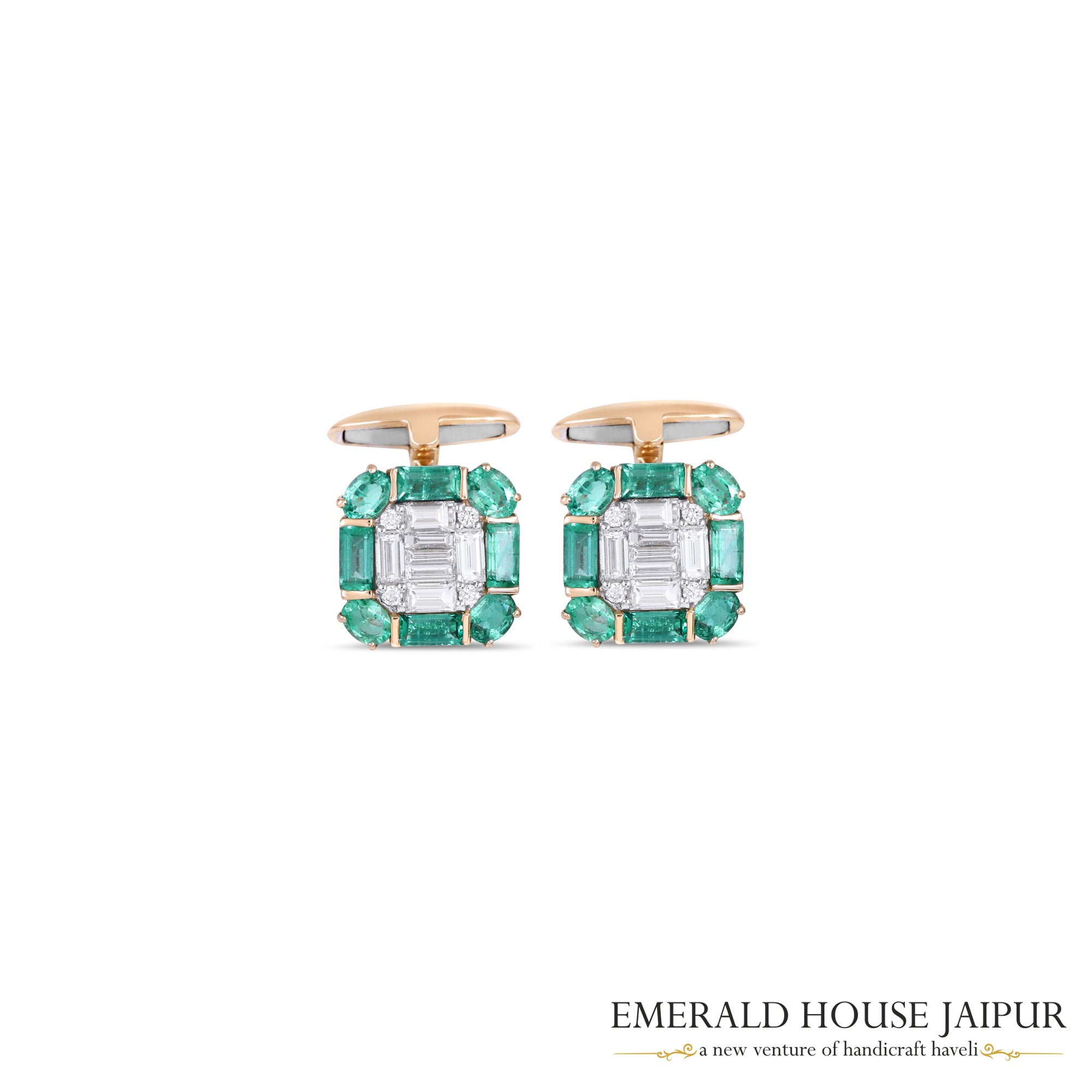 Emerald & Diamonds Men's Cufflink - Emerald House Jaipur