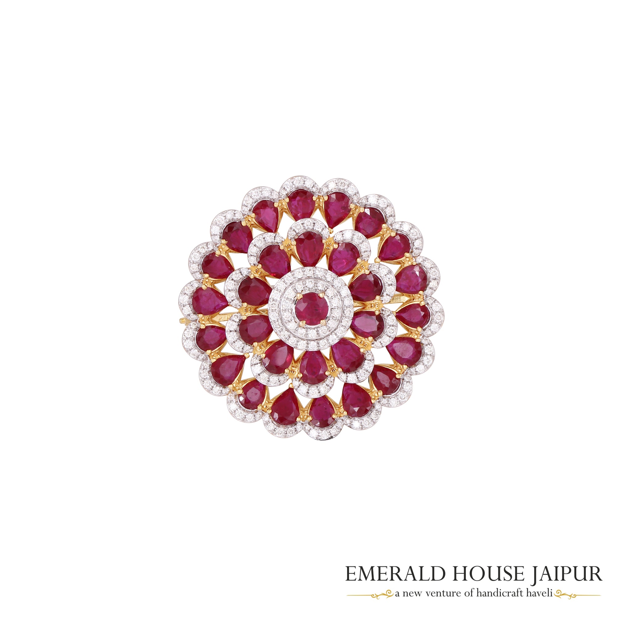 Floral Ruby Brooch - Emerald House Jaipur