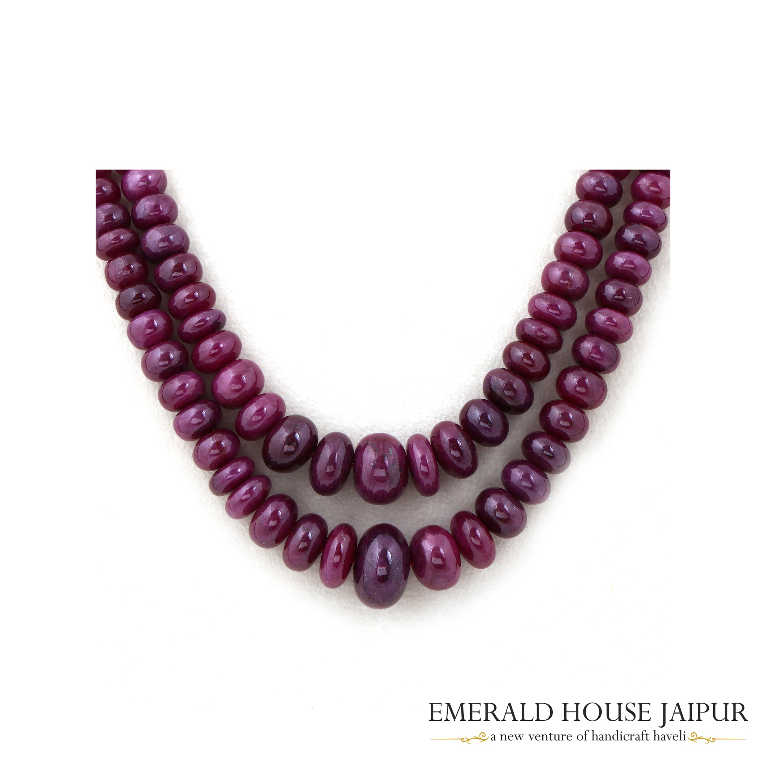 Gradually Set Mozambique Ruby Double Beads Necklace Round Tumble - Emerald House Jaipur