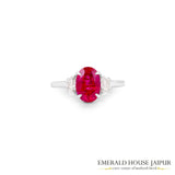 Pigeon Blood Ruby & Shield Diamond Ring