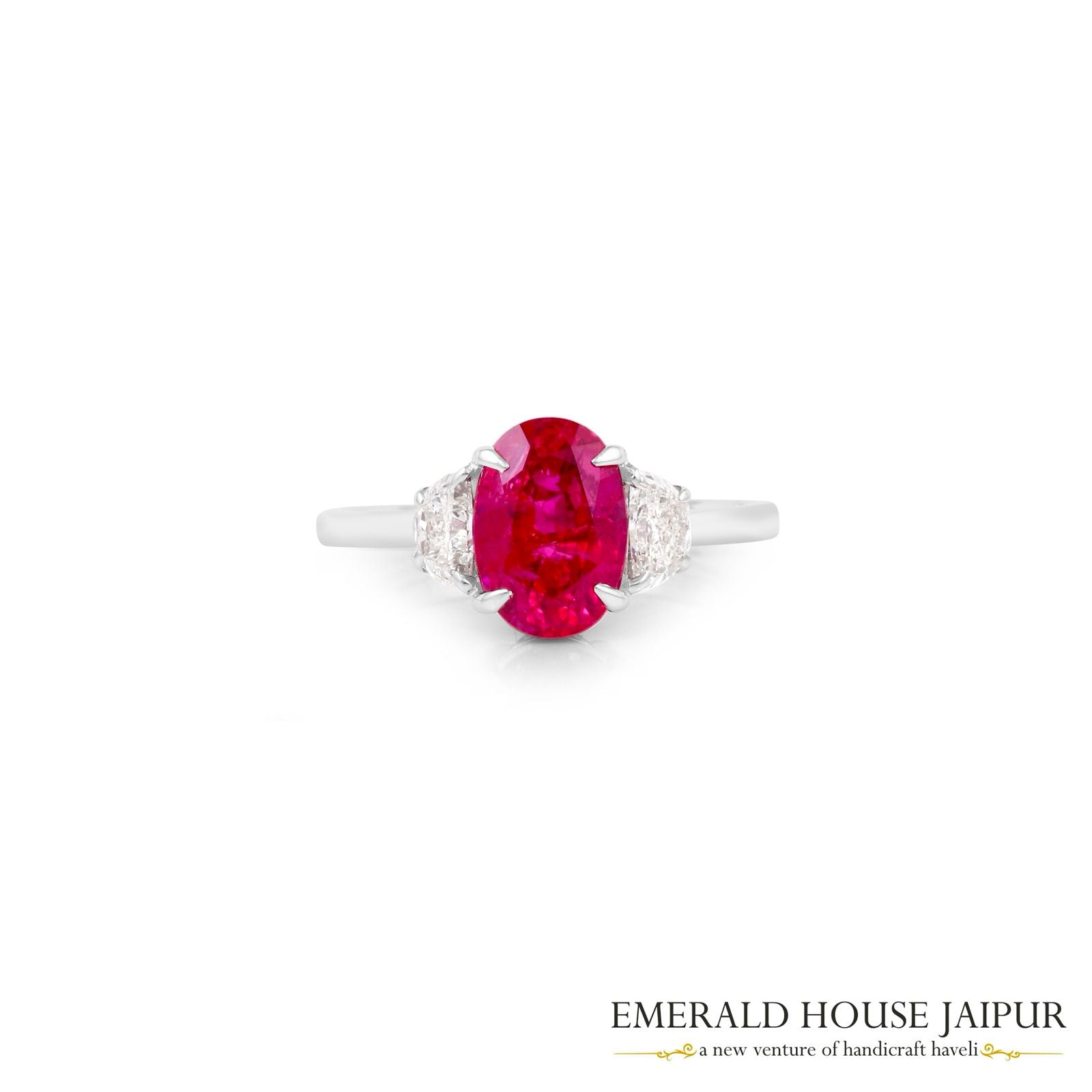 Pigeon Blood Ruby & Shield Diamond Ring