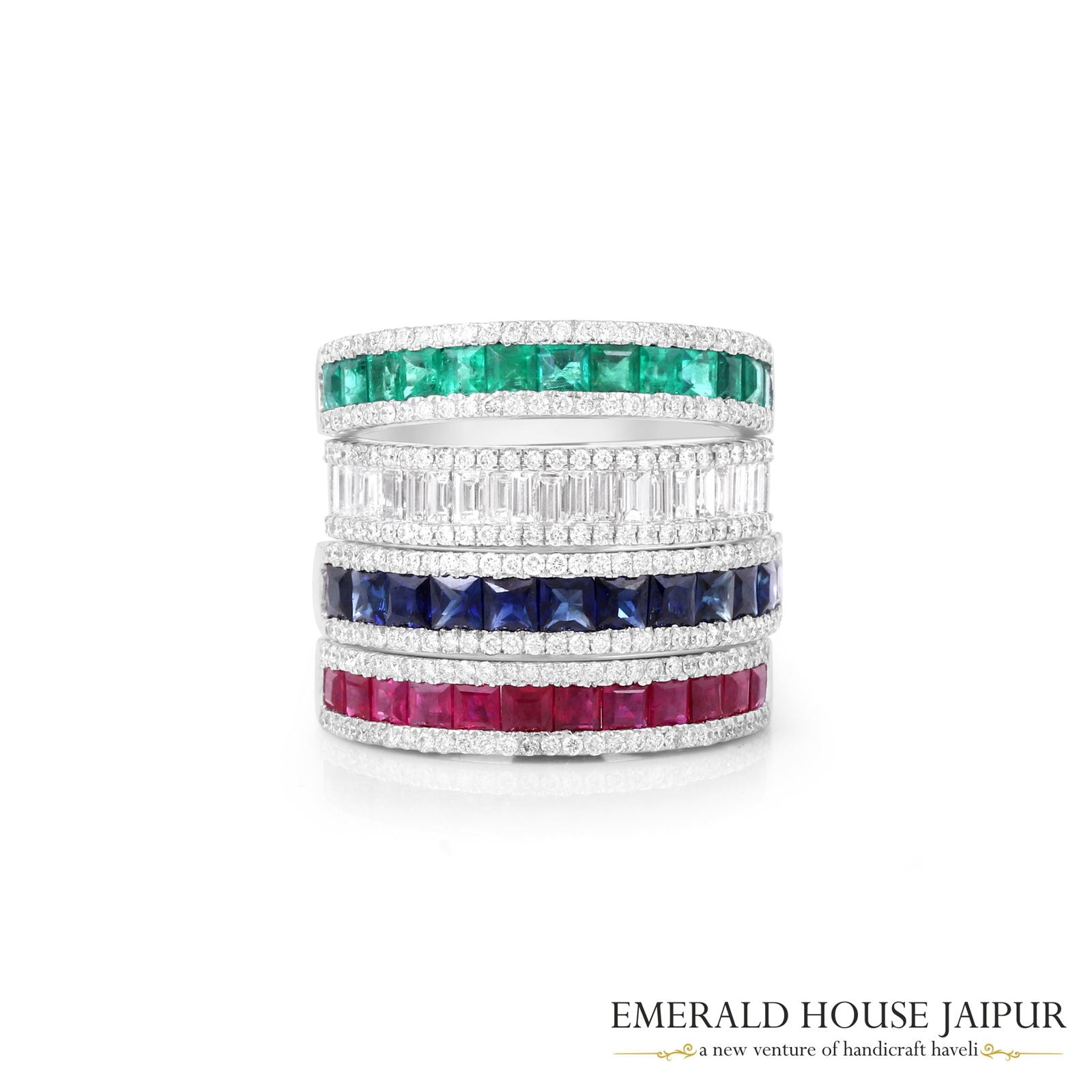 Emerald, Ruby, Sapphire & Diamond Eternity Bands