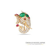 Majestic Elephant Emerald Ruby Brooch