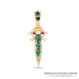 Royal Dagger Emerald Ruby Brooch