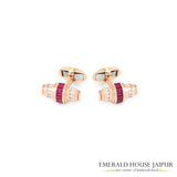 Emerald Cut Ruby & Diamonds Men's Cufflink - Emerald House Jaipur