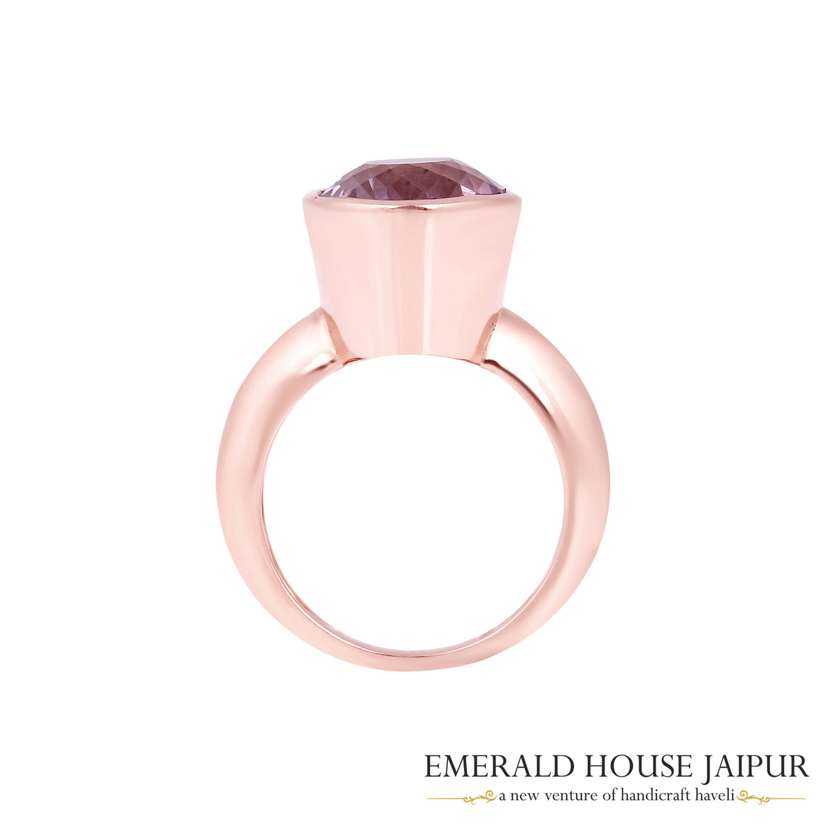 Brazilian Oval Kunzyte Ring In 18K Matte Rose Gold
