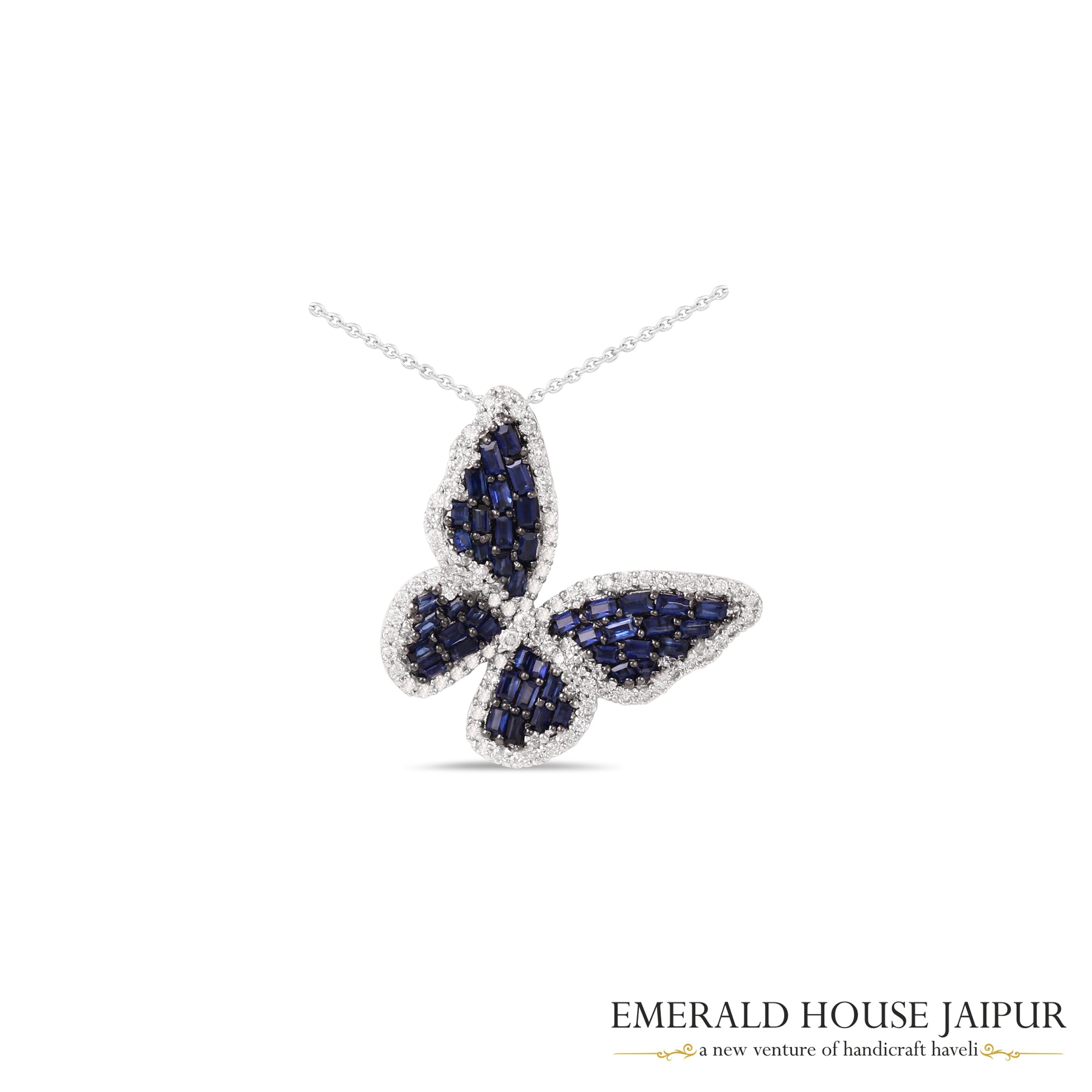 Blue Sapphire Butterfly Pendant 